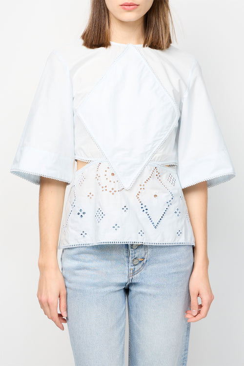 Blouse À Patch Broderie Anglaise - Illusion Blue